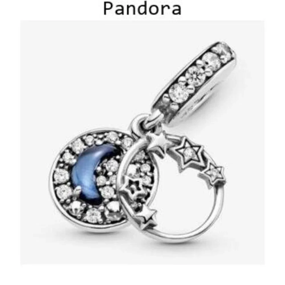 Pandora dark blue night sky star and moon charm